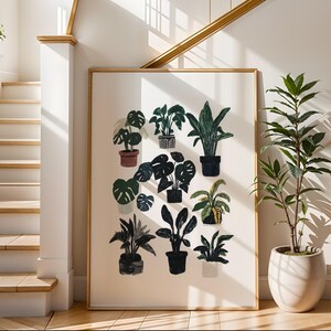 Stampa artistica botanica minimalista / Illustrazione di piante minimaliste / Decorazione verde per soggiorno, camera da letto o ufficio / Regalo ispirato alla natura