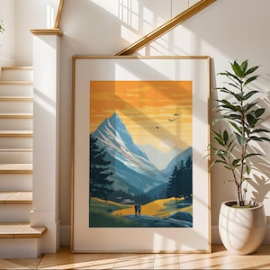 Impresión artística de naturaleza romántica / Impresión ilustrativa de viajes / Arte de paisaje de playa / Decoración de pared moderna / Perfecto para sala de estar o dormitorio