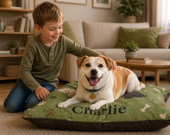 Personalisiertes Hundekissen, Benutzerdefiniertes Haustierkissen, Hundeliebhabergeschenk Hundeliebhaber Geschenk Pfotenabdruck-Muster
