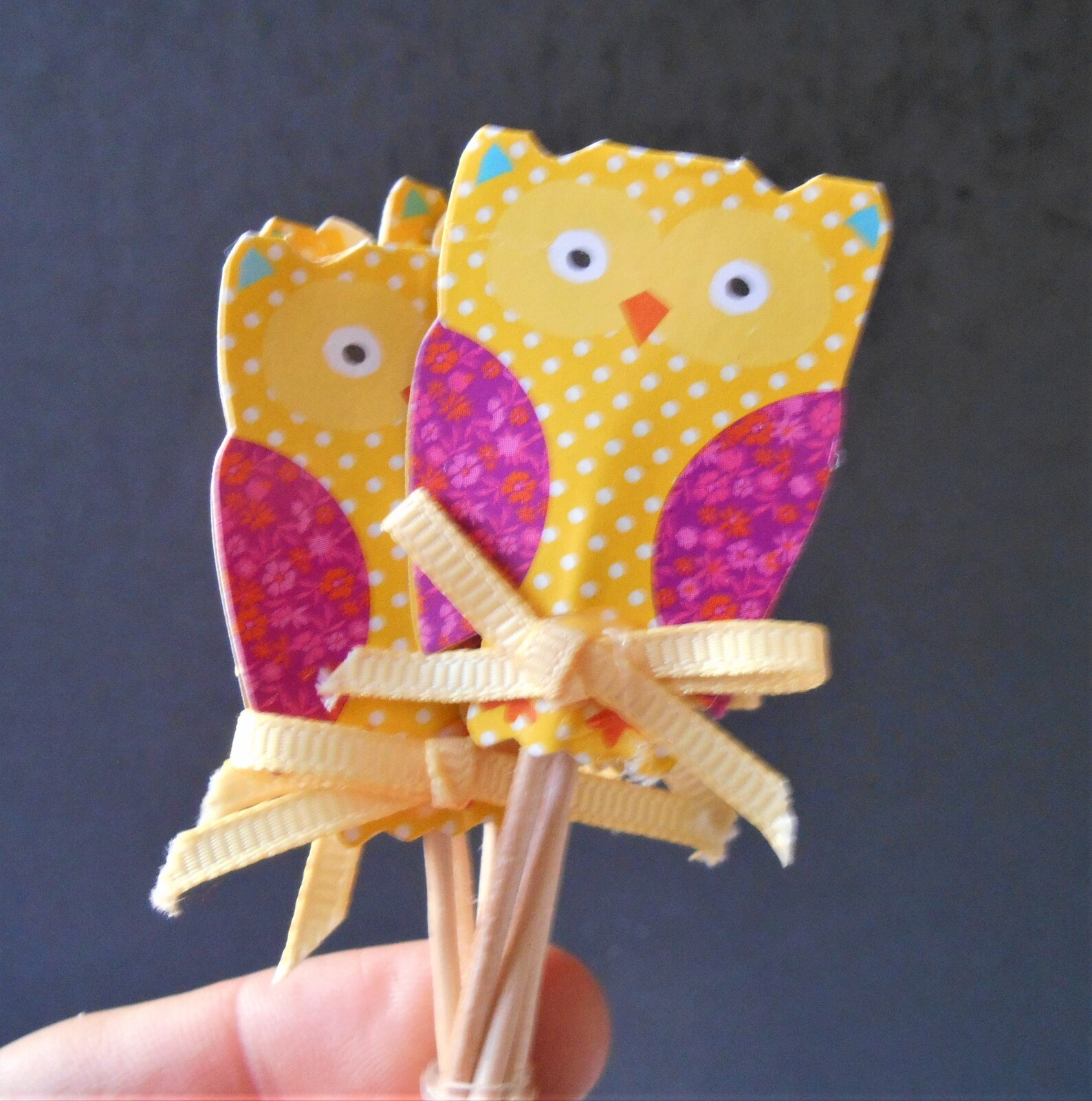 24 Cake Topper Cup Cake Celebration Party Novelty Owl Mushroom Etsy