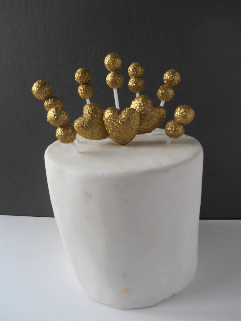 10 Heart and Globes Glitter Cake Toppers Princess Wedding Etsy