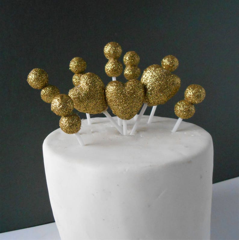 10 Heart and Globes Glitter Cake Toppers Princess Wedding Etsy