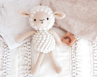 Hand Crocheted Cotton Sheep Soft Toy | Baby Shower Gift