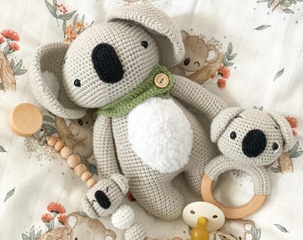 Koala Baby Gift Set | Organic Cotton Toy, Rattle & Muslin Swaddle