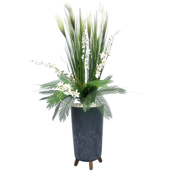 Knstliches Pampasgras Geflscht Ziergras Dekogras Federgras Mit  Beton-optik Topf Industrie Design XXL 115cm Gesamthhe Wie Echt - Etsy