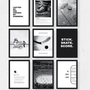 Set of amazing Ice Hockey A4 Digital Prints – Inspiring Wall Art for Hockey Lovers – Motivational Quotes – Instant Download