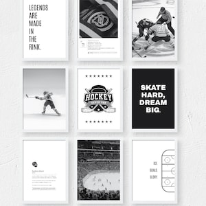 Set of 9 Ice Hockey A4 Digital Prints – Inspiring Wall Art for Hockey Lovers – Motivational Quotes and Passionate Designs – Instant Download