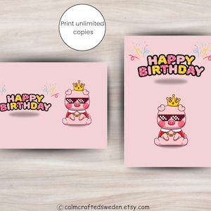 Cartão de feliz aniversário, vale-presente, animal legal, porco legal, presente, (dobrável, imprimível, animal)