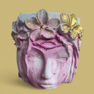Handmade Pixie Face Concrete Planter, Painted Lady Head Pot, Succulent Holder, Boho Decor, Unique Gift for Teacher, Boss or Plant Lover