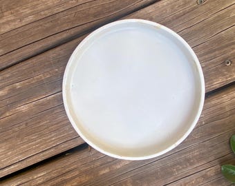 Hand Poured Concrete Plant Saucer | 7 Inch Planter Tray | Modern Concrete Pot Drip Tray | Indoor Outdoor Plant Accessory
