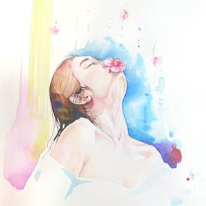 Beautiful Girl - DIGITAL - Portrait of a Beautiful Girl, Hand-Painted Art, Bedtime vibe