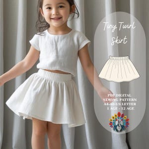 Girls Skirt Sewing Pattern PDF | Easy Twirl Skirt Pattern | Digital Download | Toddler to Kids Skirt Pattern 1-12 Years | Summer Skirt Model