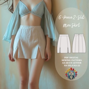 6 Panel 2 Slit DIY Skirt | Boho Coquette Slit Mini Skirt Sewing Pattern | Summer Festival Skirt PDF | Digital Pattern | Beginner Friendly