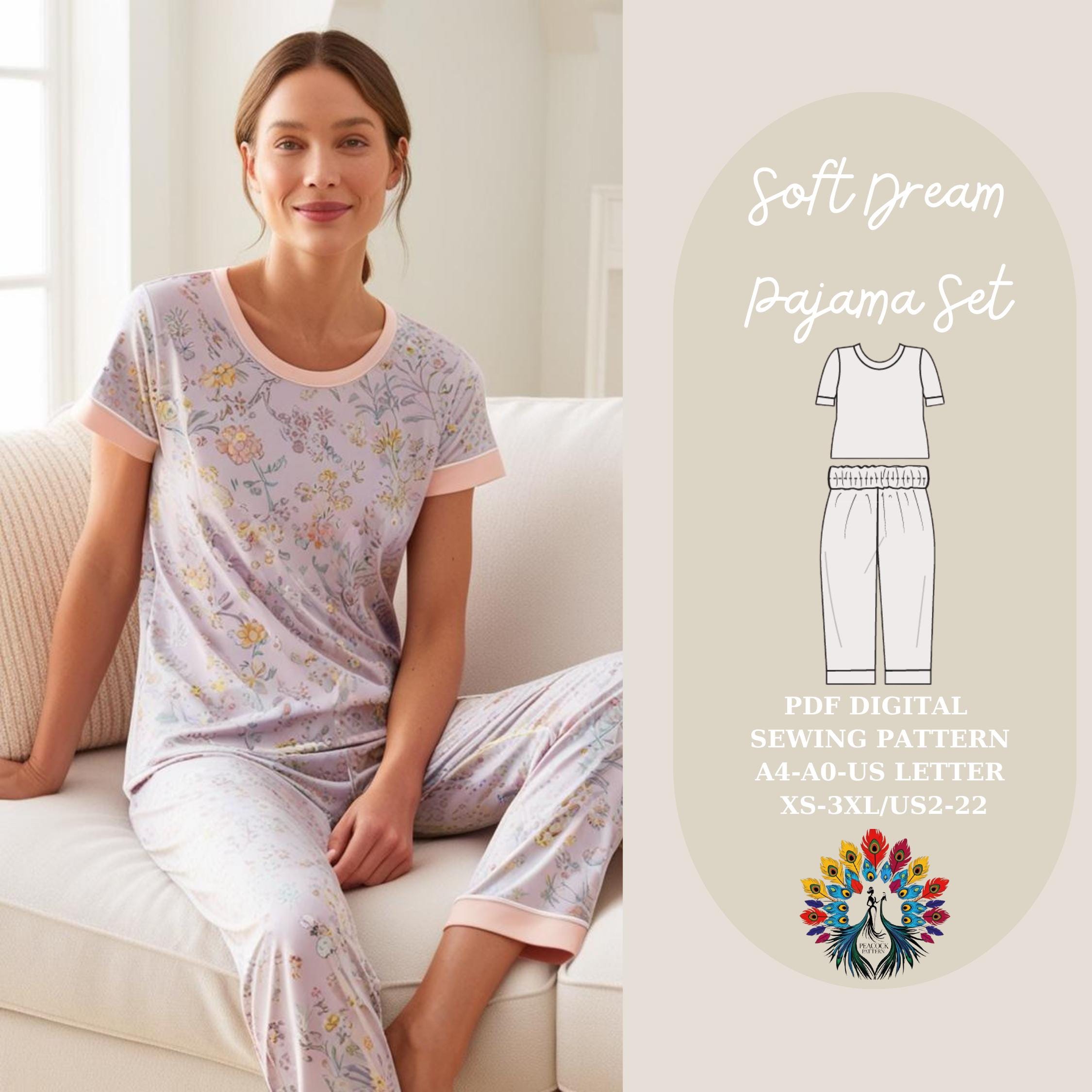 Pyjama Design Pattern Soft Dream Pajama Set Sewing Pattern | XS-3XL (digital Download) - Etsy