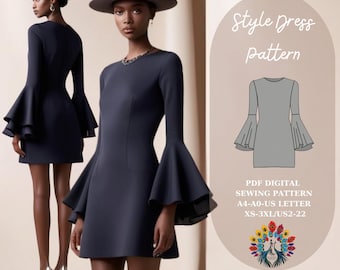 long sleeve fit and flare dress pattern Blake puffed sleeve fit and flare knit dress