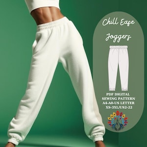 Patrón de costura en PDF para pantalones deportivos Chill Ease / Descarga digital / A4 - A0 - Carta EE. UU. / XS-3XL / Pantalones deportivos cómodos DIY / Patrón de costura fácil