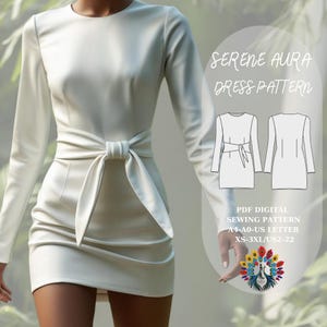 Patrón de costura en PDF para vestido Serene Aura / Patrón fácil para mujer / Descarga digital / A4, A0, Carta de EE. UU. / XS-3XL / Costura casera / Principiante