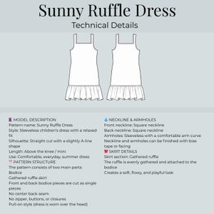 Sunny Ruffle Dress PDF Sewing Pattern | Girl's Ruffle Hem Dress | Sizes 1-12Y | A4 A0 US Letter | Easy Summer Dress | Girl's Pattern image 3