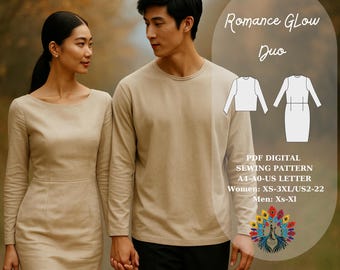 Couple Outfit Sewing Pattern – Fitted Dress & Top (PDF Pattern)