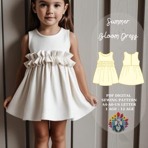 Summer Bloom Dress | Baby Girl Dress Sewing Pattern PDF | Ruffle Dress Pattern | Toddler Girl Summer Dress | A-Line Dress | Sizes 1-12 |