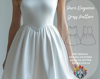 Pure Elegance Dress Pattern | Sleeveless Women PDF Sewing Pattern XS-3XL Beginners Download