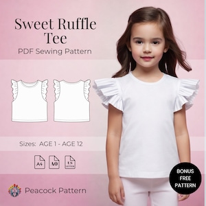 Kids Ruffle Sleeve Tee Sewing Pattern | Beginner Friendly (PDF Pattern)