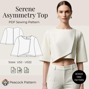 Serene Asymmetry Top – Modern Blouse PDF Pattern – All Sizes Included – Sewing Pattern –Minimalist Blouse Sewing Pattern – DIY Sewing PDF