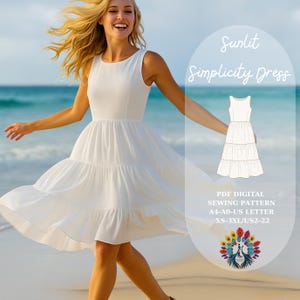 Coquette Tiered Midi Dress Sewing Pattern PDF | Y2K Summer Sundress | Sleeveless Gathered Dress | Beginner Friendly | Instant Download