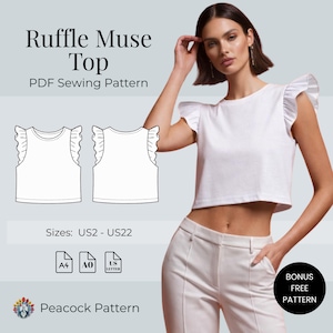 Ruffle Sleeveless Crop Top Sewing Pattern | Beginner DIY (PDF Pattern)