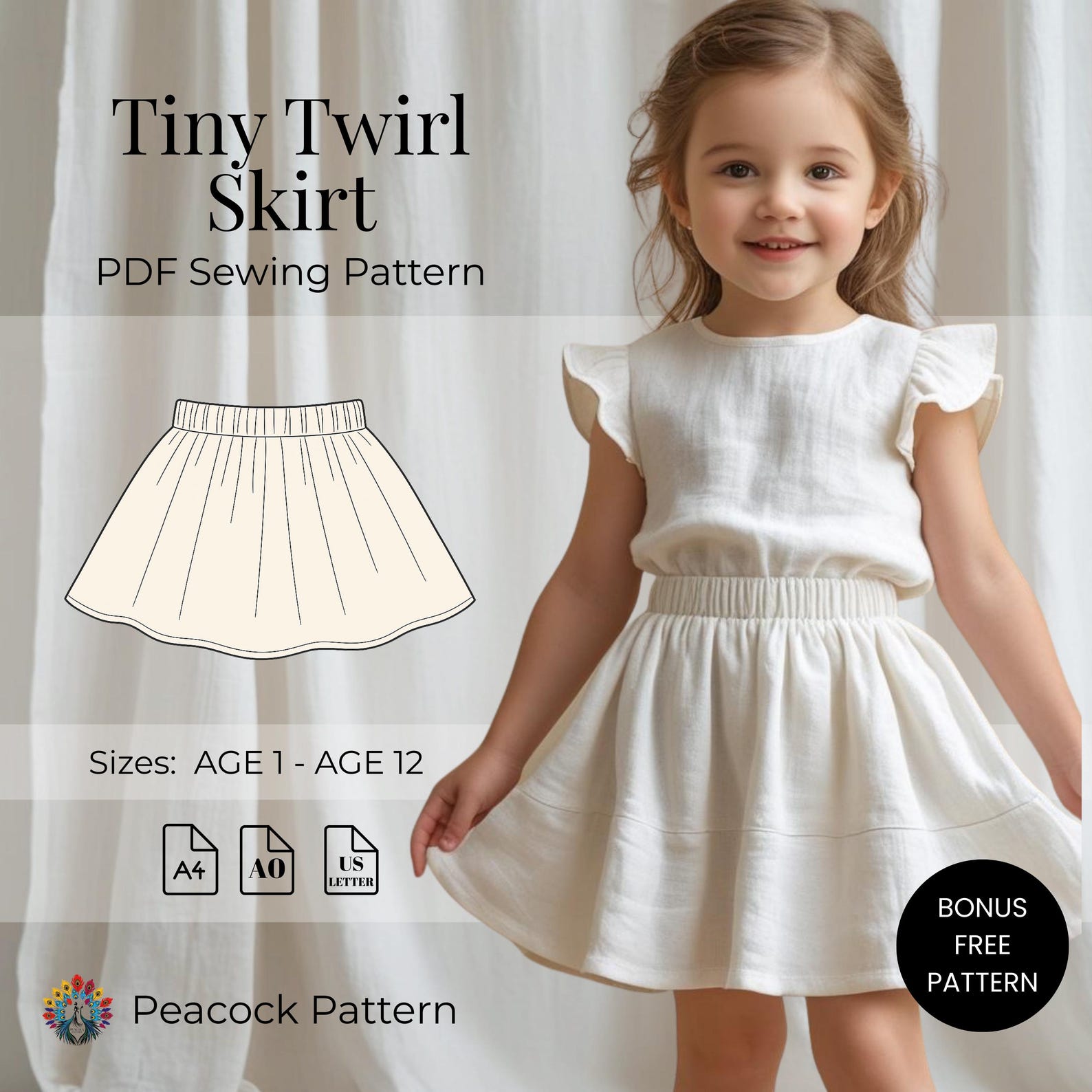 Girls Skirt Sewing Pattern PDF | Easy Twirl Skirt Pattern | Digital ...