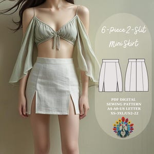 6 Panel 2 Slit DIY Skirt | Boho Coquette Slit Mini Skirt Sewing Pattern | Summer Festival Skirt PDF | Digital Pattern | Beginner Friendly