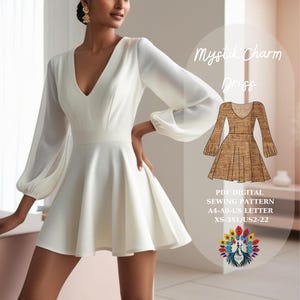 Patrón de costura de vestido Mystic Charm - PDF - Tallas XS-3XL - Descarga instantánea - Plantilla A4/A0/US Letter - Patrón de costura de vestido para mujer