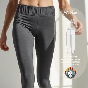 FitFlex Tights PDF Sewing Pattern | Easy Pattern | High-Waisted Leggings | A4 A0 US Letter | XS-3XL | Dıy Activewear| Women&#39;s Sewing Pattern