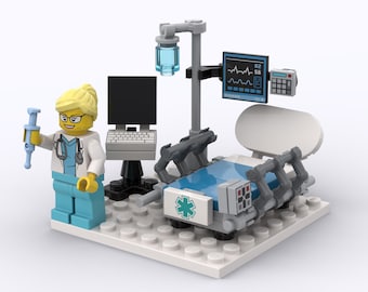 Diorama LEGO® représentant une chambre d'hôpital, cadeau idéal pour les infirmières et infirmiers diplômés, Semaine des infirmières