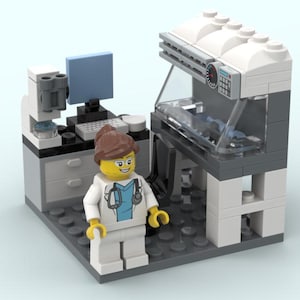 LEGO biolab Scientist and Analyst Diorama - computational - labtech - researcher - biology - PhD - - Gift Custom MOC