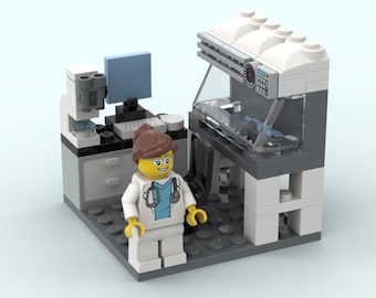 LEGO biolab Scientist and Analyst Diorama - computational - labtech - researcher - biology - PhD - - Gift Custom MOC