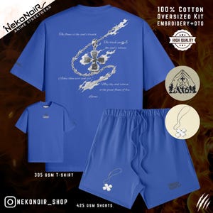 Fire Company Hero FF Oversized Anime T-Shirt Short Kit Anime Streetwear Embroidery DTG