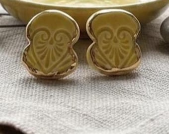 Sunshine Yellow Ceramic Stud Earrings – Handmade Clay Jewelry