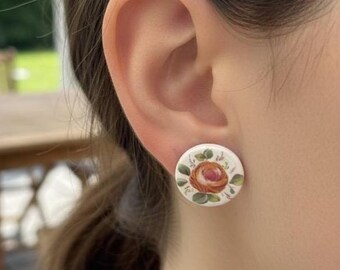 Handmade Floral Ceramic Studs – Rosy Bloom Earrings