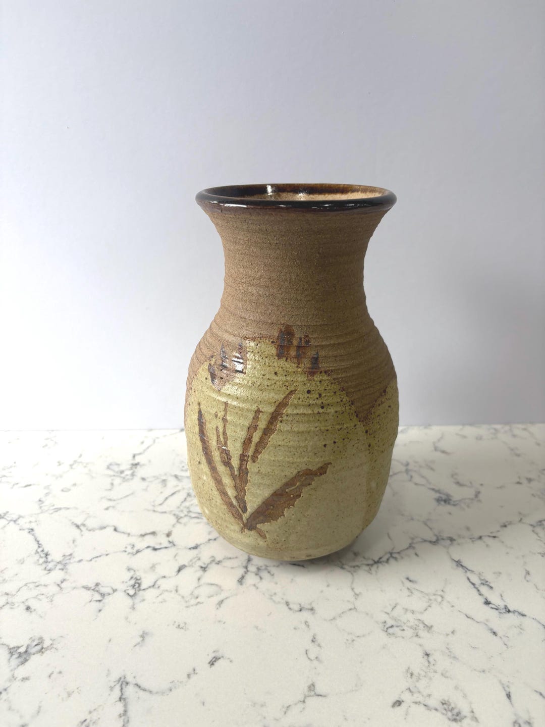 Vintage Studio Pottery Hand Thrown & Signed Stoneware Vase. Wheat or ...
