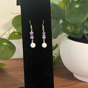 Elegant Amethyst Gemstone Handmade Dangle Earrings