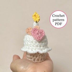 Cupcake crochet pattern, Birthday crochet cupcake, crochet food pattern, Amigurumi cupcake and candle pattern