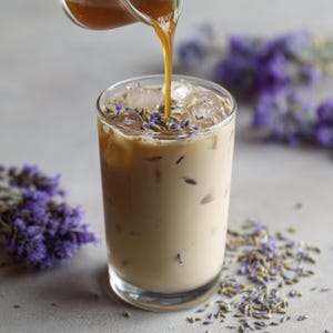Lavender Honey Iced Latte – Viral Recipe, Iced Latte Coffee Drink, Honey Lavender Recipe, Refreshing Summer Beverage, Café Style, Ice Drink