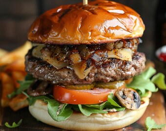 Mushroom Swiss Smash Burger Recipe, Recipe Print Out, Recipe Download PDF, Burger Recipe, Printable Recipe, Cookbook PDF