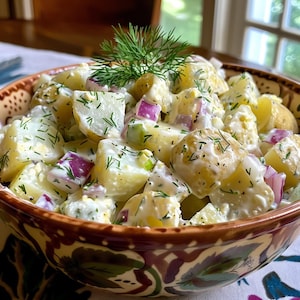 Potatissallad, recept, receptutskrift, receptnedladdning i PDF-format, recept på tillbehör, recept på utskrift, kokbok i PDF-format