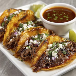 Birria Beef Tacos With Consommé Dip – Viral Recipe, Mexican Birria Tacos, Cheesy Street Tacos, Fiesta Dinner Recipe, Birria Beef Recipe