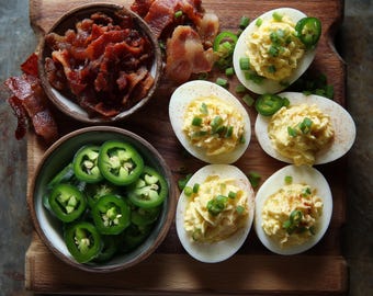 Maple Bacon Deviled Eggs With Candied Jalapeños – Viral Recipe, Party Appetizer, Gourmet Deviled Eggs, Southern Snack, Digital Recipe