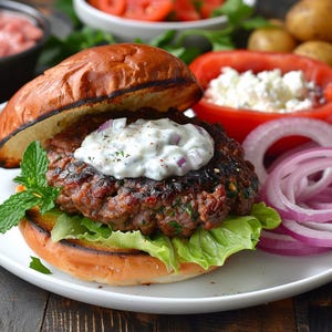 Harissa Lamb Burger Recipe, Recipe Print Out, Recipe Download PDF, Burger Recipe, Printable Recipe, Cookbook PDF