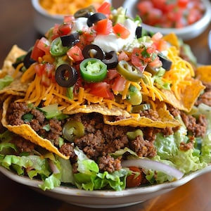 Haystack Taco Salad, Recipe Print Out, Recipe Download PDF, Salad Recipe, Printable Recipe, Cookbook PDF