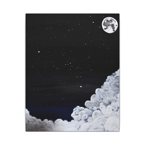 Moon Light Fluff Canvas Art, Wall Decor for Bedroom, Moon Lit Night Painting, Unique Gift, Home Decor, Modern Art Print